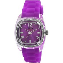 TKO ORLOGI TK557-PR Women's Tivoli Crystalized Rubber Strap Watch ...