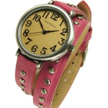 TOKYObay Womens Austin Analog Stainless Watch - Pink Leather Strap - Beige Dial - TL427-RS