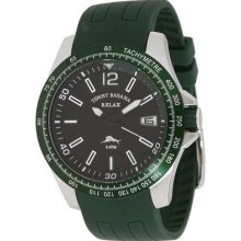 Tommy Bahama Rlx1157 Black Dia/green Band Men's Watch Relax Collection
