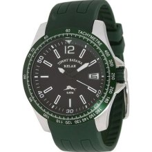 Tommy Bahama Rlx1157 Black Dia/green Band Men's Watch Relax Collection