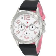 Tommy Hilfiger Women Sport Stainless Steel & Black Silicon Watch Round Time