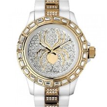 Toy Unisex Spider Design White Cz Dial Baguette Case Analog Quartz Watch K23wh