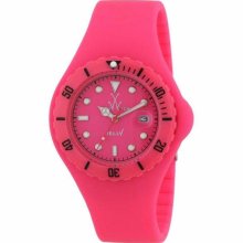 Toy Watch Jelly Pink Rose Color Silicone Wrist Women's Date Display Jy04ps
