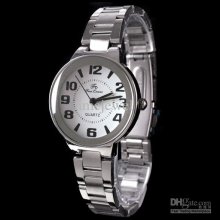 Tracking No.black Case Rim Stainless Steel Band Big Number Wristwatc