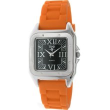 Trax Womens Tr5132-bo Posh Square Orange Rubber Black Dial Watch