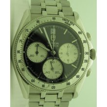 Tudor By Rolex Men's Monarch Stainless Steel Chronograph Black Dial Watch 15900
