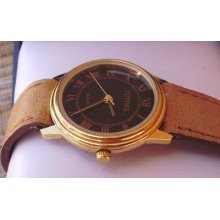 Tutima Wrist Watch, Black Dial And Gold