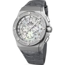 Tw Steel Ce4005 44mm Mop Dial Chrono Gray Leather Fast Shipping