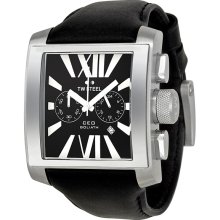 Tw Steel Unisex Quartz Watch With Black Dial Chronograph Display And Black Leather Strap Ce3006