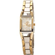 Two-Tone Rectangular Link Mickey Mouse Watch