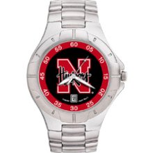 U of Nebraska Mens Stainless Pro II Watch