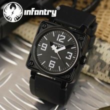 Uk Infantry Mens Army Sport Quartz Wrist Watch Black Rubber Strap Outdoor 03