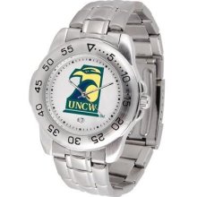 UNCW NC Wilmington Men's Stainless Steel Logo Watch