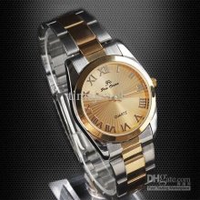 Value Choice Men Golden Case-rim Quartz Wristwatch 2-tone Stainless