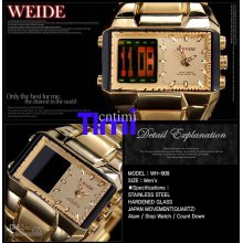 Vegan ...elegent Gold Tone Weide Digital Mens Sport Watch Freeship