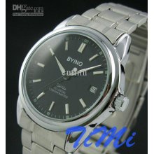 Vegan Mens Black Automatic Mechanical Stainless Watches Gents Freesh