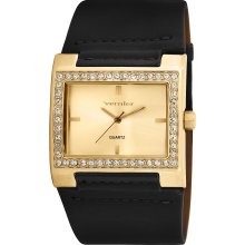 Vernier Women's V111-03 Gold Tone Crystal Stone Bezel Watch