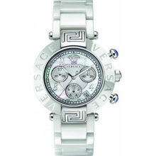 Versace Watch, Womens Swiss Chronograph Reve White Ceramic Bracelet 40