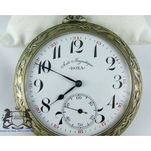 Very Huge Doxa Railway Watch - Silver Plated - 1905