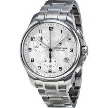 Victorinox Swiss Army Officers Chronograph White Dial Stainless Steel Mens Watch