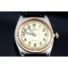 Vintage 1940s Rolex Bubbleback Stainless Steel And Rose Gold