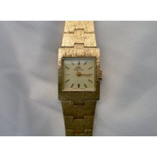 Vintage 1960's Bucherer Gold Plated Ladies Bracelet 17Jewel Mechanical Dress Watch. Yellow Dial w Gold Markers. Id. 5.2851. Winds, Runs.