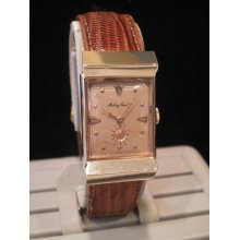 Vintage Man's 14k Solid Gold Mathey Tissot Heavy Case Wrist Watch