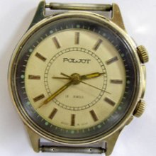 Vintage Men's Wrist Watch Poljot Alarm 18jew Manual Wind Soviet Russian Ussr