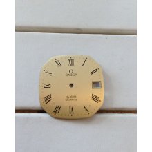 Vintage Omega Mens Quartz De Ville Rectangular Gold Color Watch Dial Nice Cond