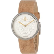 Vivienne Westwood Neptune Unisex Quartz Watch With Silver Dial Analogue Display And Brown Leather Strap Vv021sltn