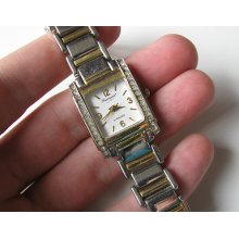Vtg Old Silver Gold 2 Tone Sm Face Precision By Gruen Ladies Womens Watch W104
