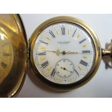 Waltham Antique Gold Plated Hunter Pocket Watch