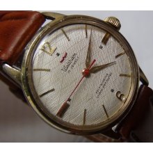 Waltham Men's Swiss 17Jwl Automatic Gold Textured Dial Watch w/ Strap