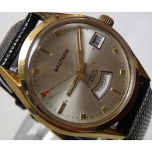 Waltham Men's Swiss Made Dual Calendar 17Jwl Gold Watch w/ New Strap