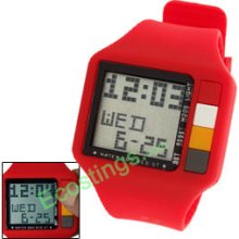 Watchband Green EL Light LCD Screen Ladies' Sports Watch