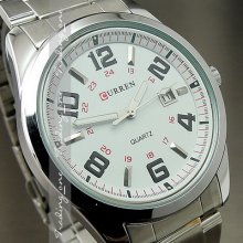 Water Quartz Hour Dial Day Analog Luxury Sport Men Steel Wrist Watch Ah068