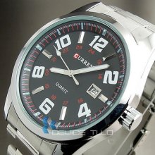 Water Quartz Hour Dial Day Analog Luxury Sport Men Steel Wrist Watch Hw067