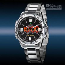 Weide Double Show Men Sport Digital Led Watch Quartz Mens Dive Silve