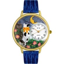 Whimsical Watches Mid-Size Cat's Night Out Quartz Movement Miniature Detail Strap Watch