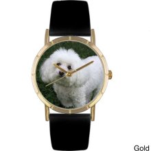 Whimsical Women's Bichon Photo Goldtone Watch (Gold)