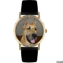 Whimsical Women's Great Dane Photo Watch (Gold)