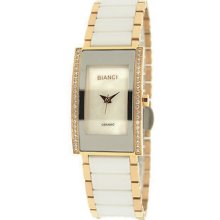 White Ceramic Rose Gold Plated Women's Bianci Watch With Stones - B284l-wht