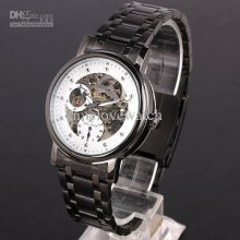 White Face Decor-dial Round Men Mechanical Watch Automatic Mech Nt73