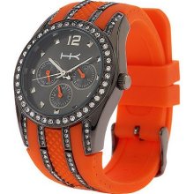 Wildlife by Heidi Klum Multi-Function Silicone Strap Watch - Orange/Gunmetal - One Size
