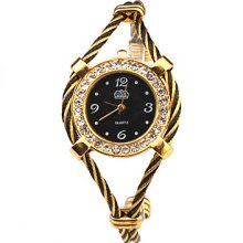 with Quartz Watch Metal Rope Watch Strap - Black