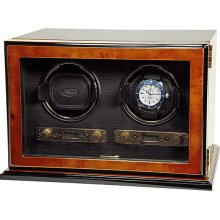 Wolf Designs 457510 Module 2.7 Burlwood Double Watch Winder With Cover