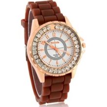 WoMaGe A450 Women's Gold Round Dial Analog Quartz Watch with Diamond Decoration