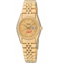 Women`s Gold Seiko Watch W/ Gold Sunray Dial & Adjustable Bracelet