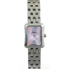 Women`s Rotary Swiss Made Watch W/ Pink Mop Dial & Crystals