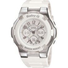 Women's Casio Baby-g Ana-digi White Chaton Style Watch - Model: Bga110-7b